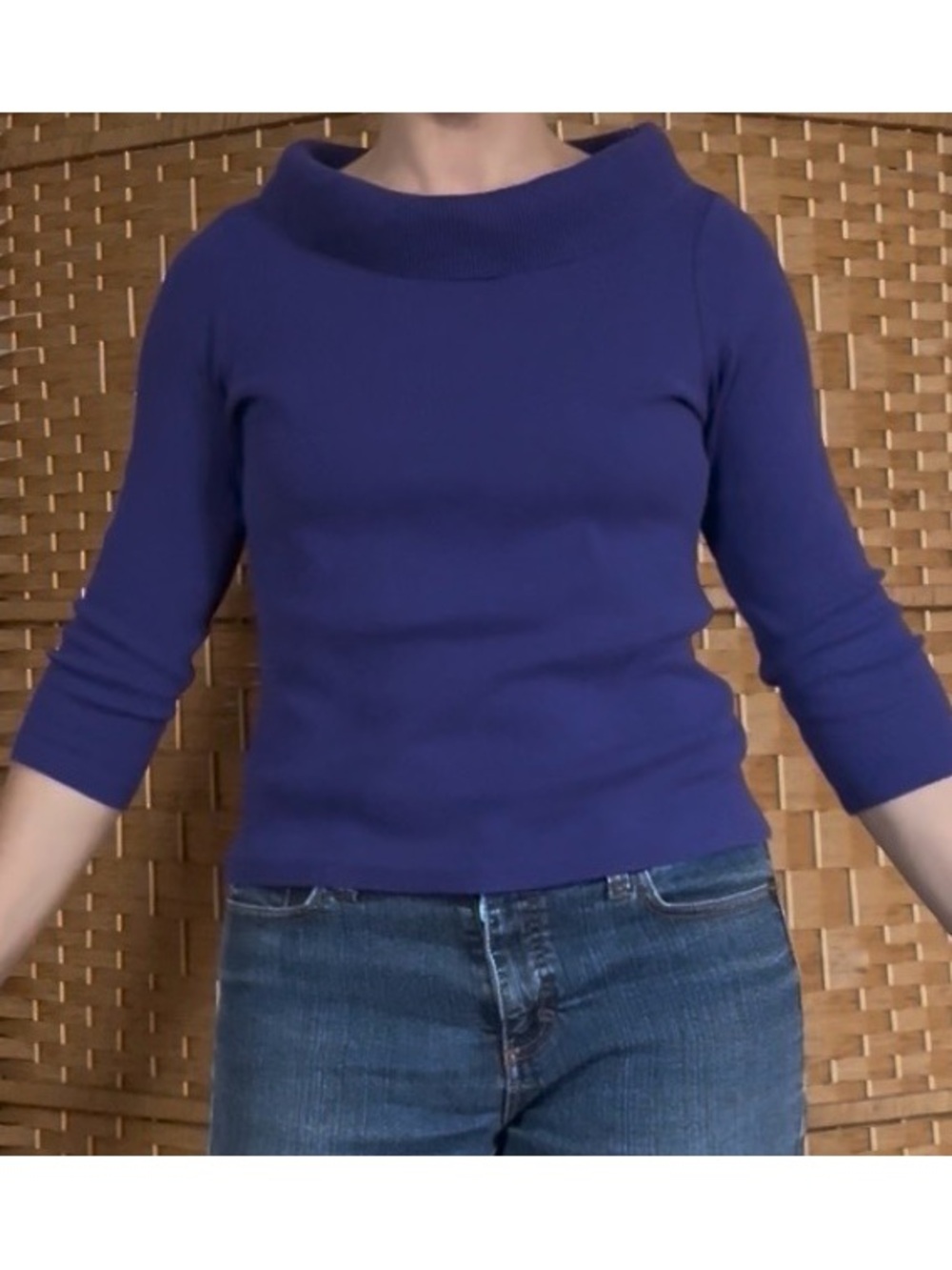 Purple Three-Quarter Sleeve Knit Top